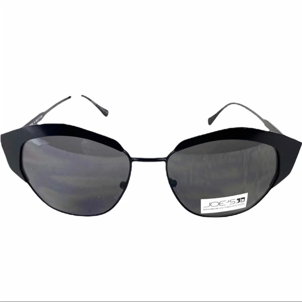NWT Joe’s Jeans Sunglasses Black Satin Cat Eye Round UV Protection NEW Designer